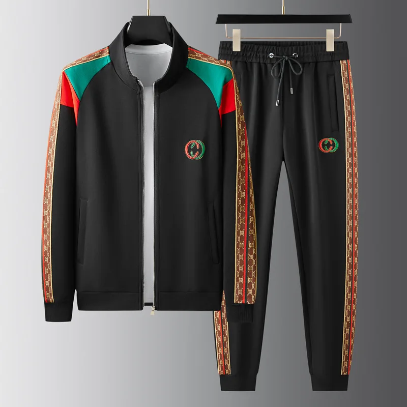 Two Piece Mens Sets Letter Embroidery Cardigan Full Jacket and Long Pants Fashion Autumn Winter Tracksuits Men Ropa De Hombres