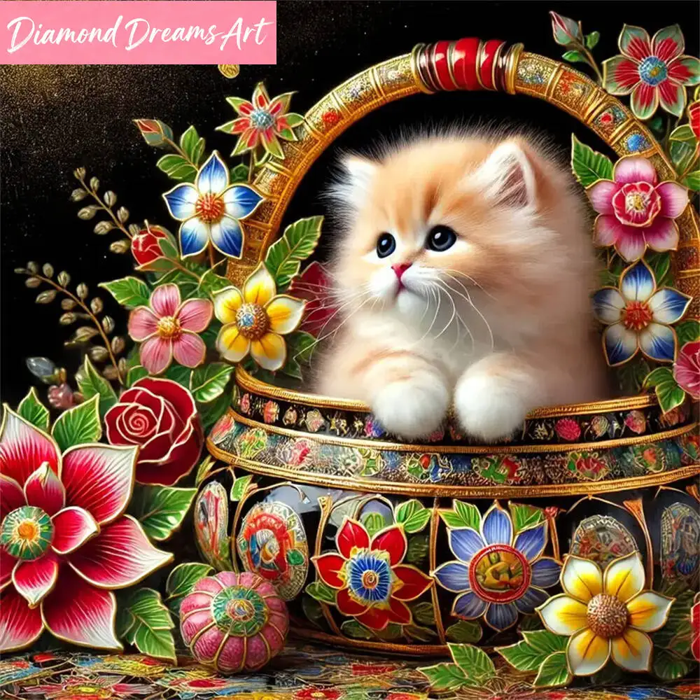 Kedi Elmas Boyama Hayvan DIY Akrilik El Sanatları Malzemeleri Elmas Nakış Çiçek Yeni Gelen Mozaik El Yapımı Hobi, çerçevesiz
