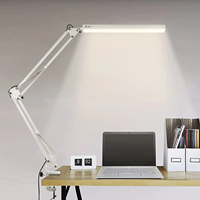 LED Folding Metal Desk Lamp Clip on Light Clamp Long Arm Diming Table Lamp 3 Colors Adjustable For Living Room Reading Computers