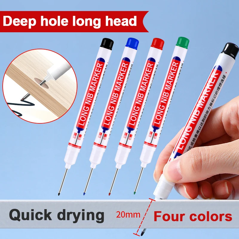 

20mm Deep Hole Long Nib Head Markers Bathroom Waterproof Woodworking Perforating Pen Multi-purpose Long Head Oil Markers Pen