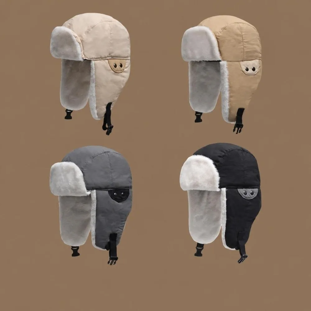 Cute Thickened Fleece Winter Fleece Cap Windproof Warm Lining Earflap Hat Cold Proof Ski Pilot Cap Women Men 3