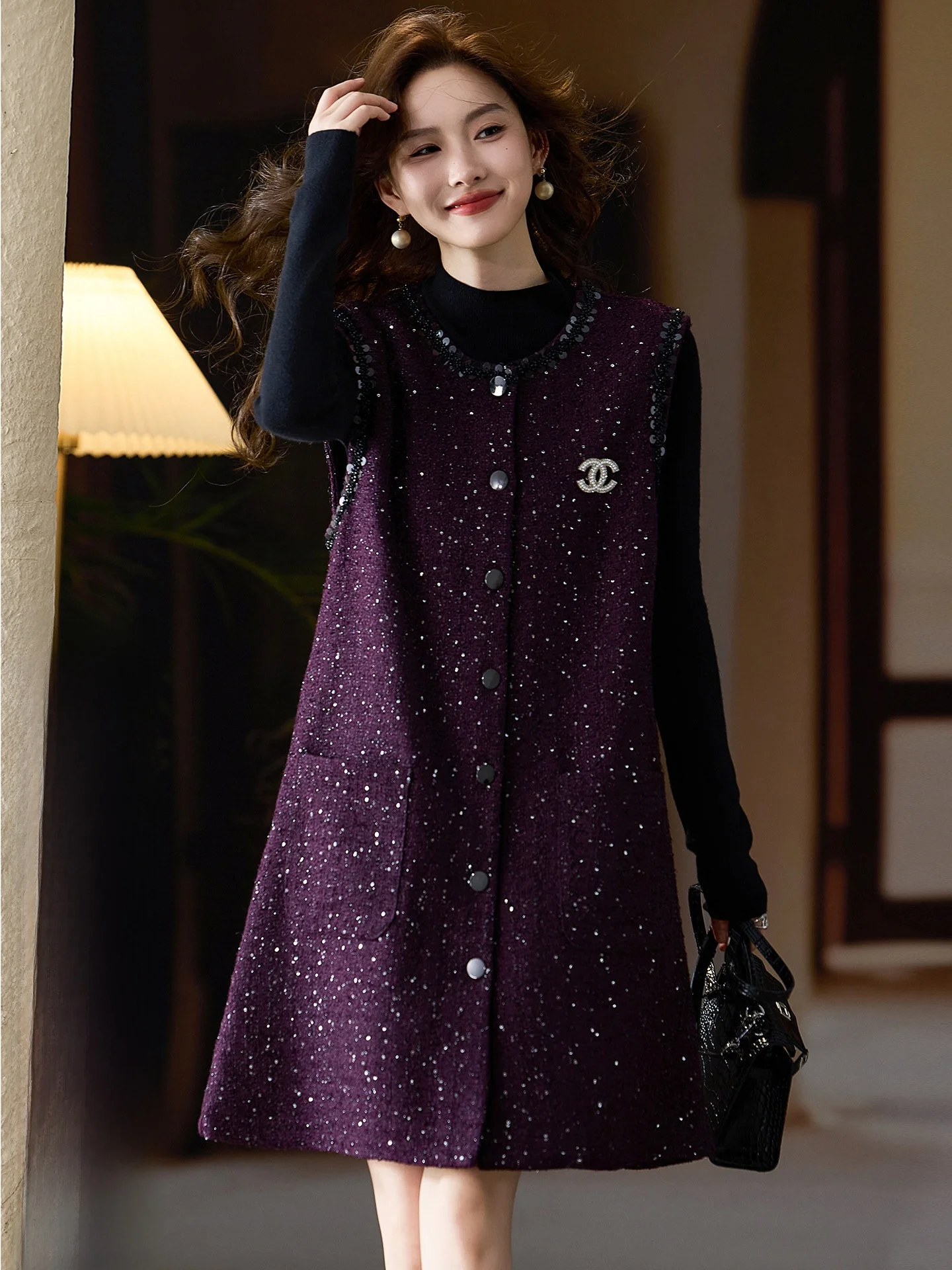 

Женский осенне-зимний комплект из двух предметов: юбка с бисером и топ в европейском уличном стиле, большие размеры, новинка