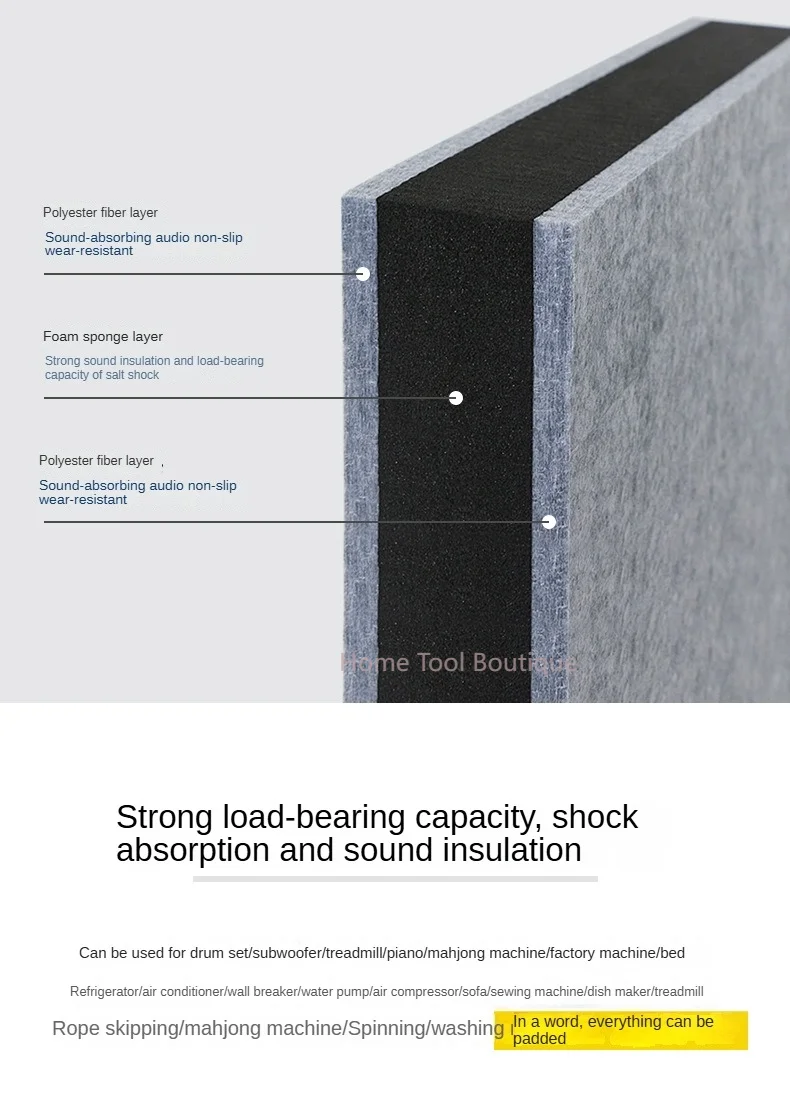 Drum Soundproofing Pad, Speaker Shock-Absorbing Pad, Piano Treadmill Soundproofing Pad, Shock-Absorbing Board High Density