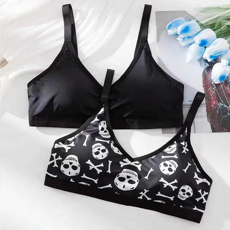 Halloween skull bra Women\'s Sexy Seamless Comfortable Underwear Without Steel Ring  Bra Thin Section Vest style lingerie bra