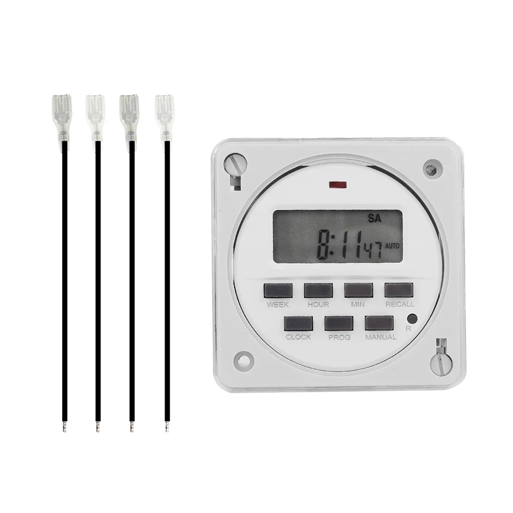 CN101A LCD Time Switch Time Relay Street Light Power Supply Timer - (with Housing + 4 Wires) IDC Connectors Electrical Appliance