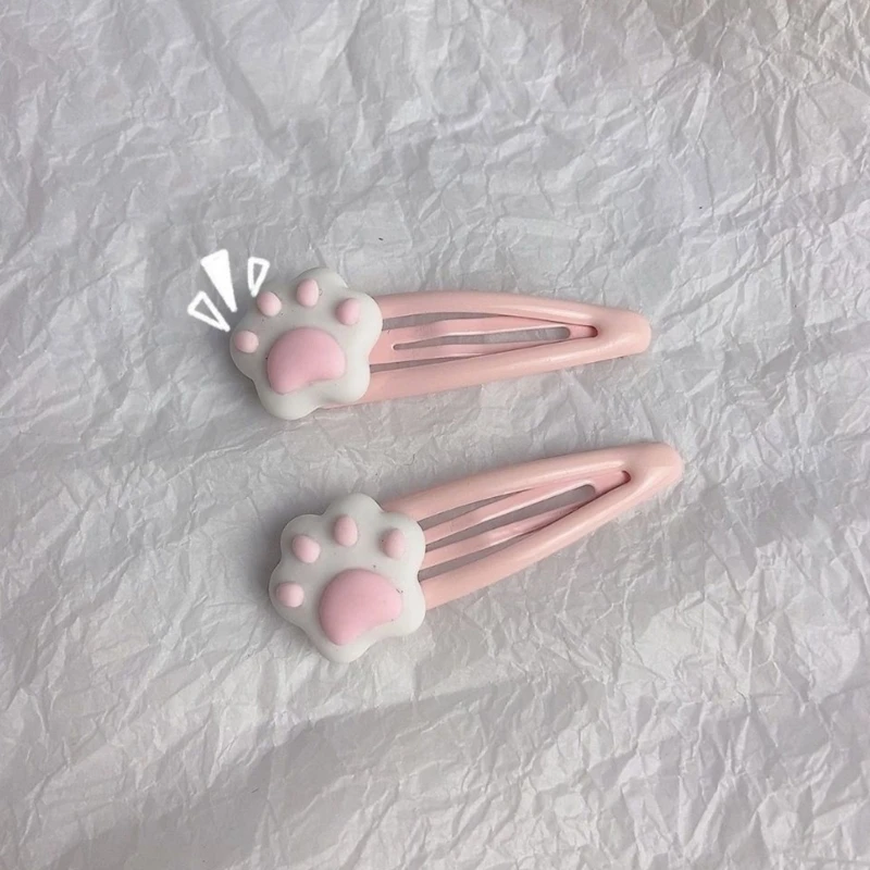 2pcs Harajuku Cartoon Cat Paw Decors Hairpin for Woman Girly Lovely Charm Hair Clip Aesthetics Y2k Hair Accessories