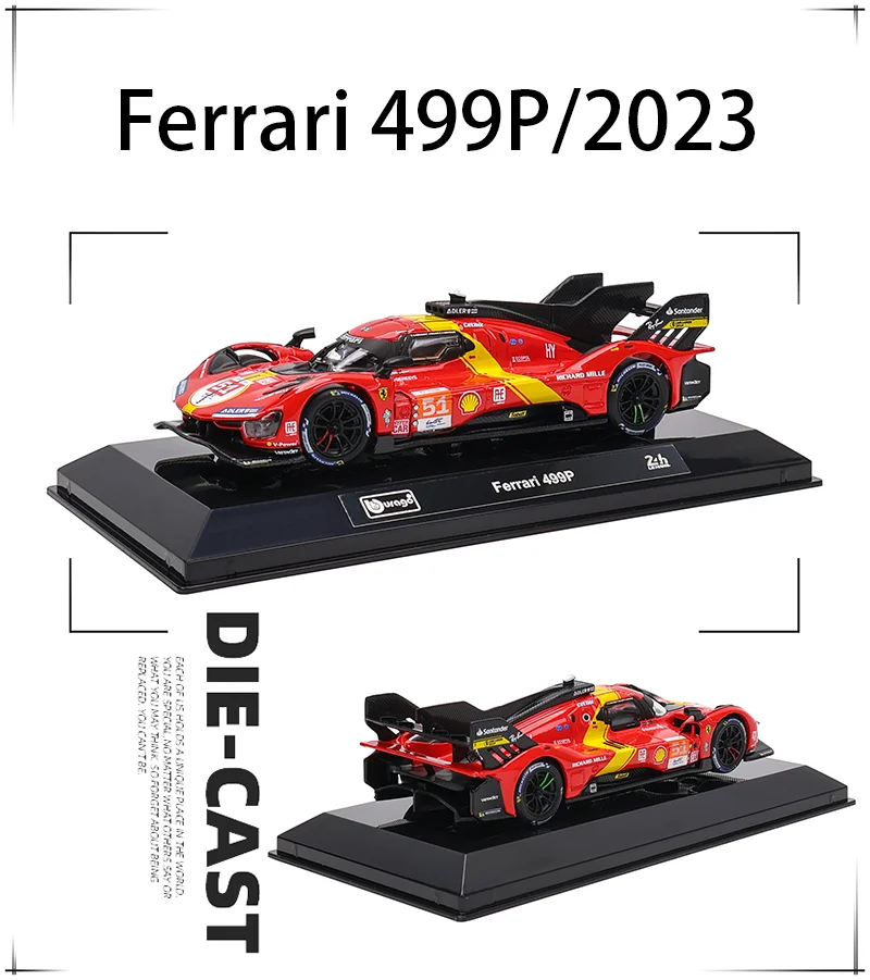 Bburago 1:43 le mans ferrari 499p 2022 488 250 512 liga de luxo veículo diecast puxar para trás carros modelo brinquedo coleção presente