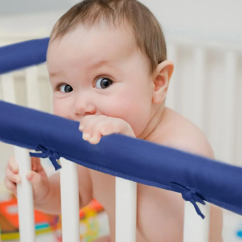 3Pcs Bumper Strip Crib Edge Protector Thick Padding for Baby Head And Teeth Protection Soft Baby Crib Teething Rail Guard Cover
