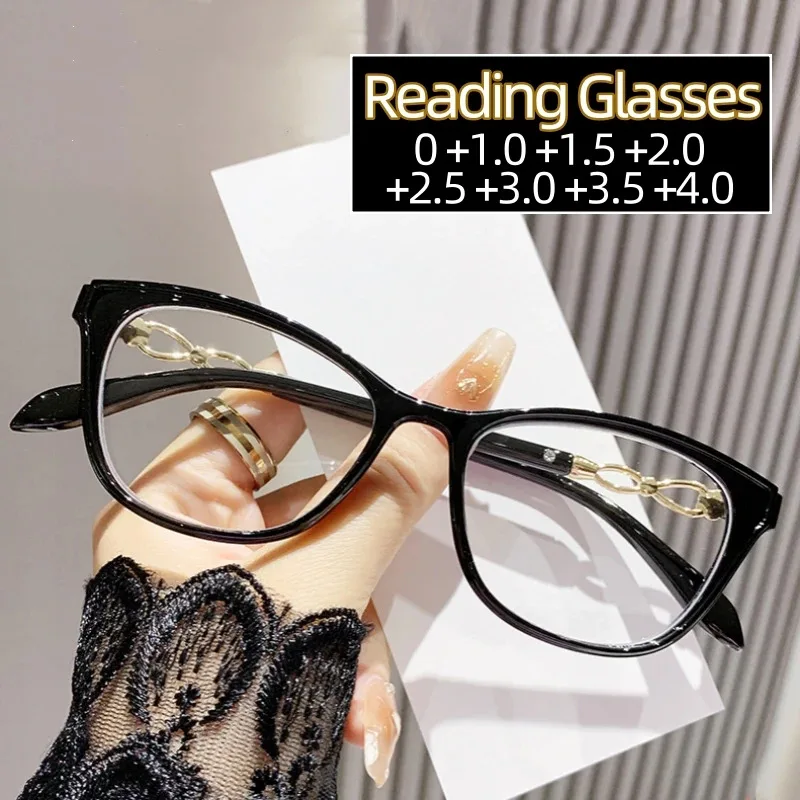 Mode Retro Frauen Lesebrille Vintage Cat Eye Rahmen Brillen Anti-blau Licht Weitsichtige Brillen mit Plus Grad