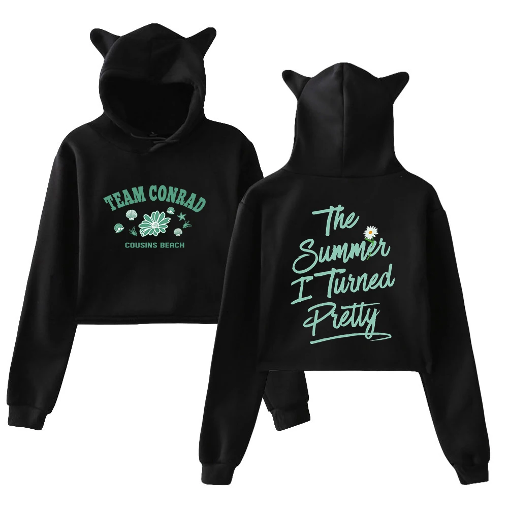 

The Summer I Turned Pretty Cousins Beach Team Jeremiah Conrad Pullover Cat Ears Hoodie Long Sleeve Crop Top Women's Clothes