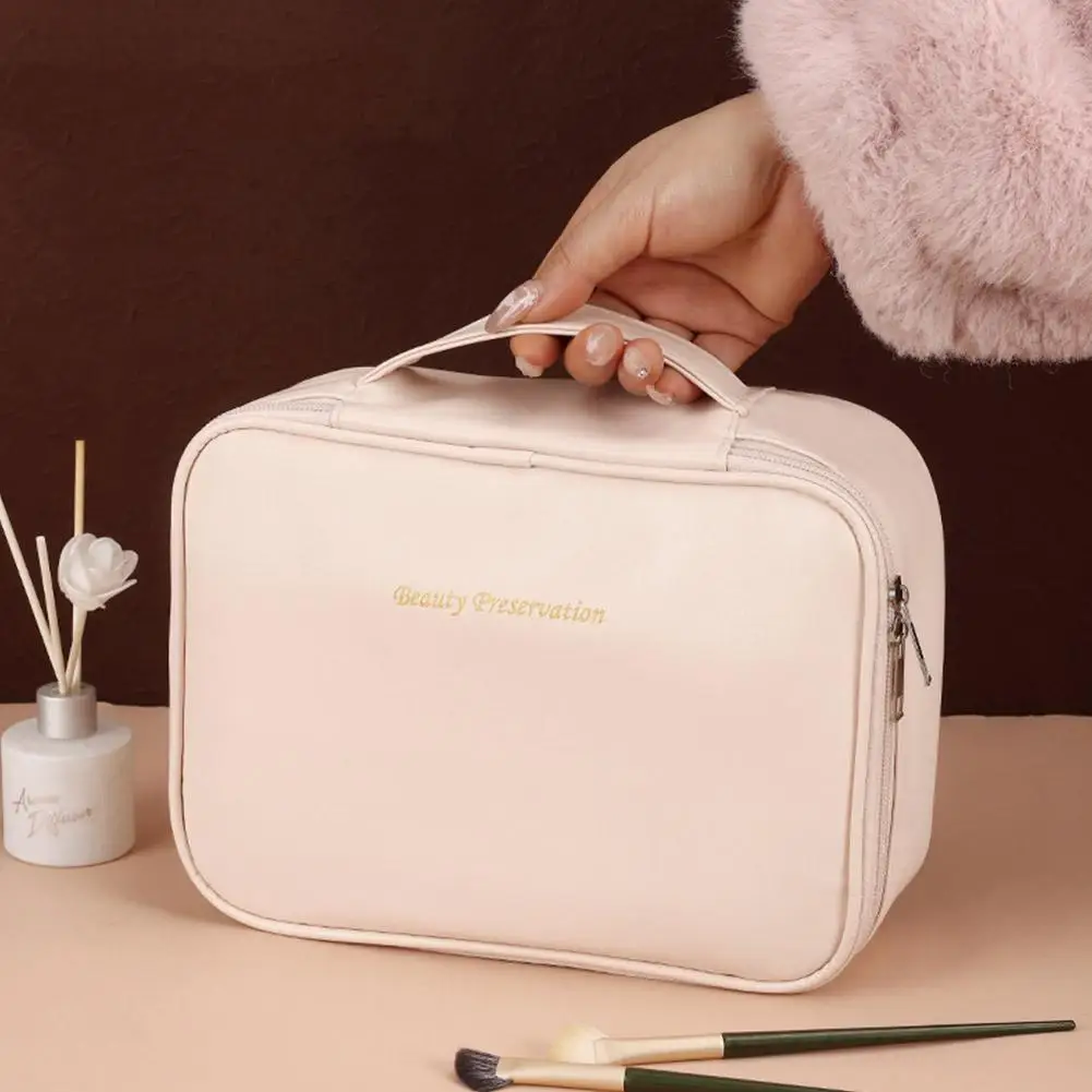 حقيبة مستحضرات تجميل كبيرة 3 في 1 مع حقيبة فرش مكياج، حقيبة أدوات الزينة للسفر، حقيبة مكياج مقاومة للماء، منظمات العناية بالبشرة للنساء #3