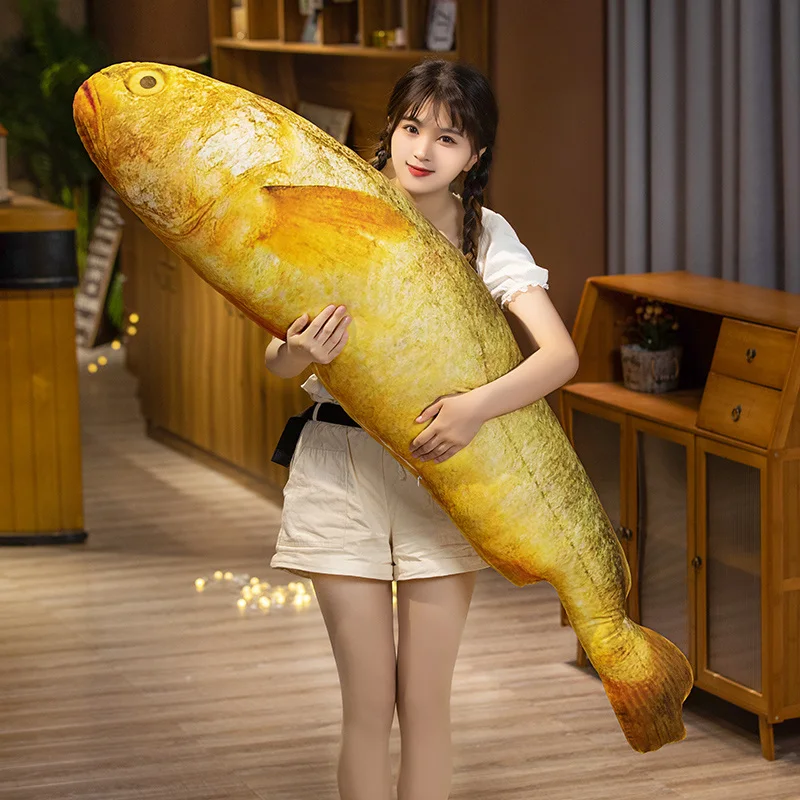 New Simulation Big Yellow Croaker Plush Toys Stuffed Soft Animal Fresh Fish Pillow Creative Sleep Cushion Child Xmas Gift 160cm