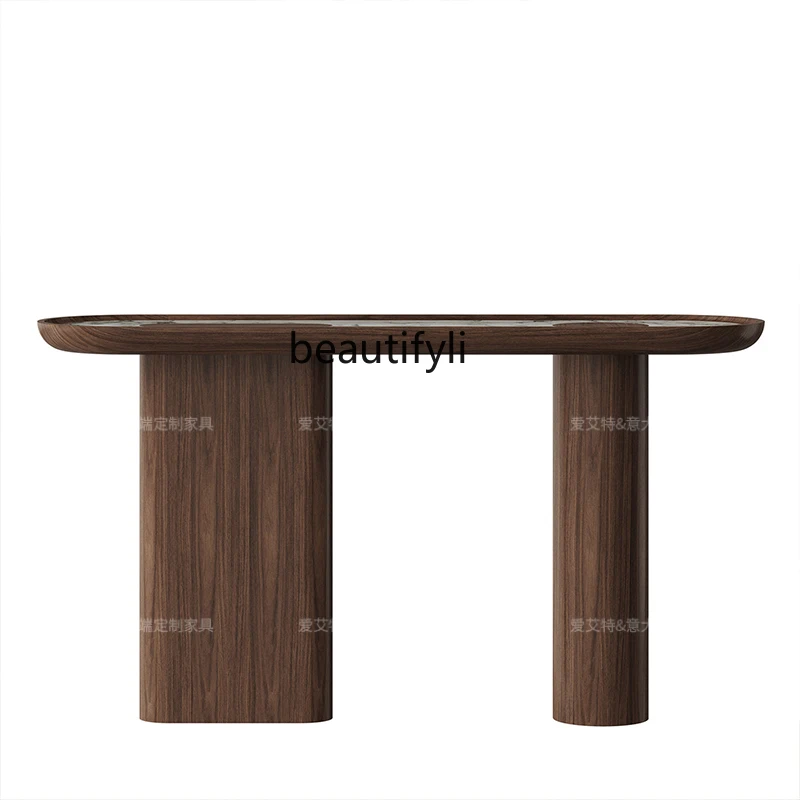 Italian light luxury rock slab Entrance Decoration Cabinet Creative Art End View Table Solid Wood Entrance Table furniture