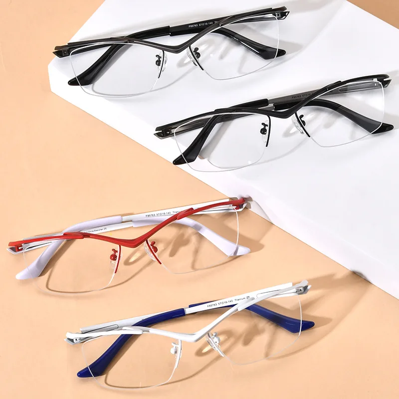 Pure titanium myopia glasses frame men square half-frame glasses frame women Shenzhen personality can be matched with myopia