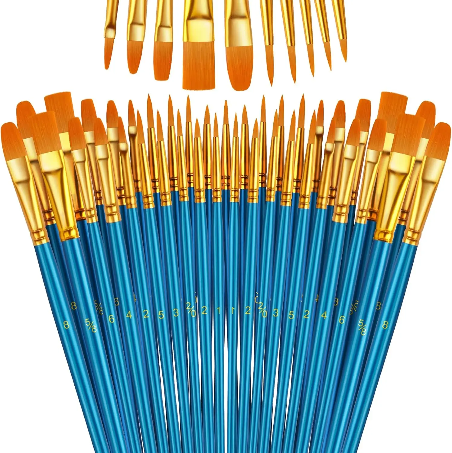 

Paint Brushes Set, 50 Pcs Round-Pointed Nylon Hair Artist Brushes for Acrylic Oil Watercolor, Face Nail Art, Miniature Detailing