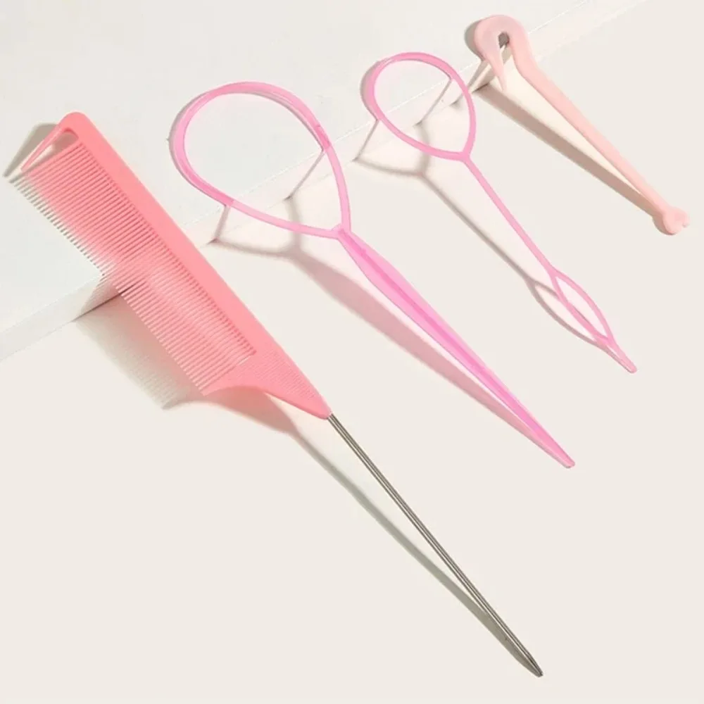 Lazy People\'s Hair Knitting Tools Comb Set Hair Knitting Tools Pulling Needles Four Piece Set Home Style Pointed Tail Comb