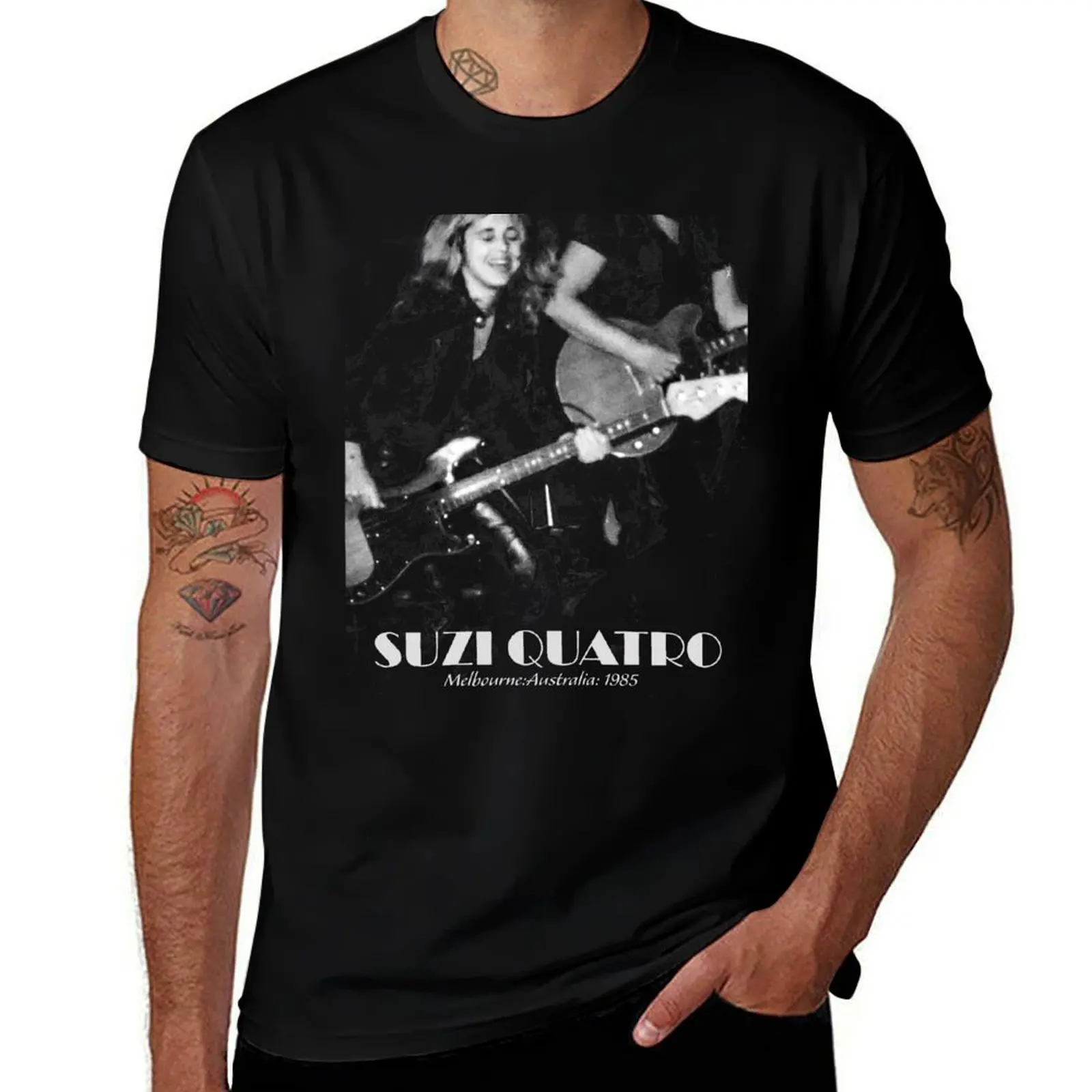 Suzi Quatro: Melbourne:Australia 1985 T-Shirt Casual All Match Tee Shirt for Men T-Shirt