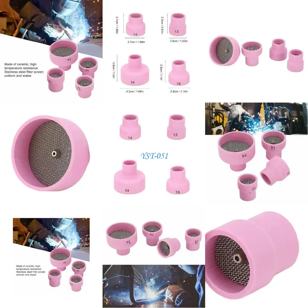 

E15A 4Pcs Ceramic Welding Cup Set for Welding Equipment Industrial Supplies for WP17/18/26/20/25/9 TIG Welding Torch