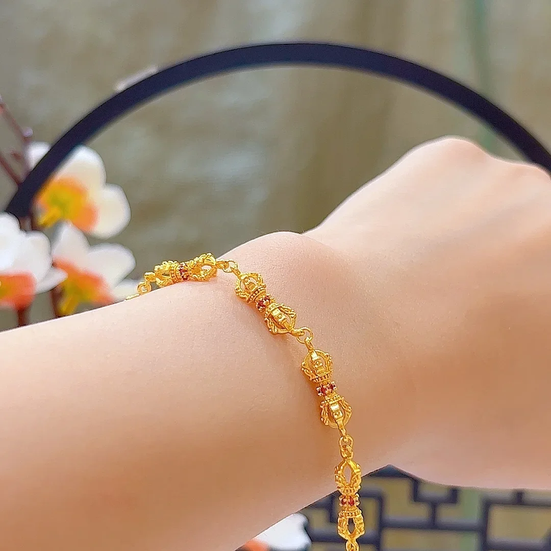 

Роскошный браслет из настоящего золота 9999 24 карата, новый древний браслет в китайском стиле, браслет высокого класса в китайском стиле