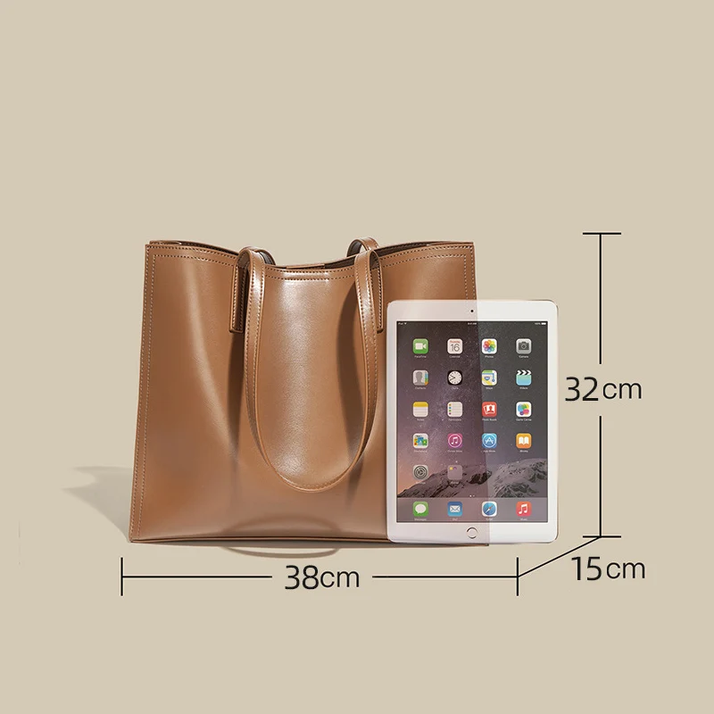 Lady Large Capacity Split Leather Handbag Solid Color Female Tote Bags Classic Travel Shopping Shoulder Bags For Women New 2022