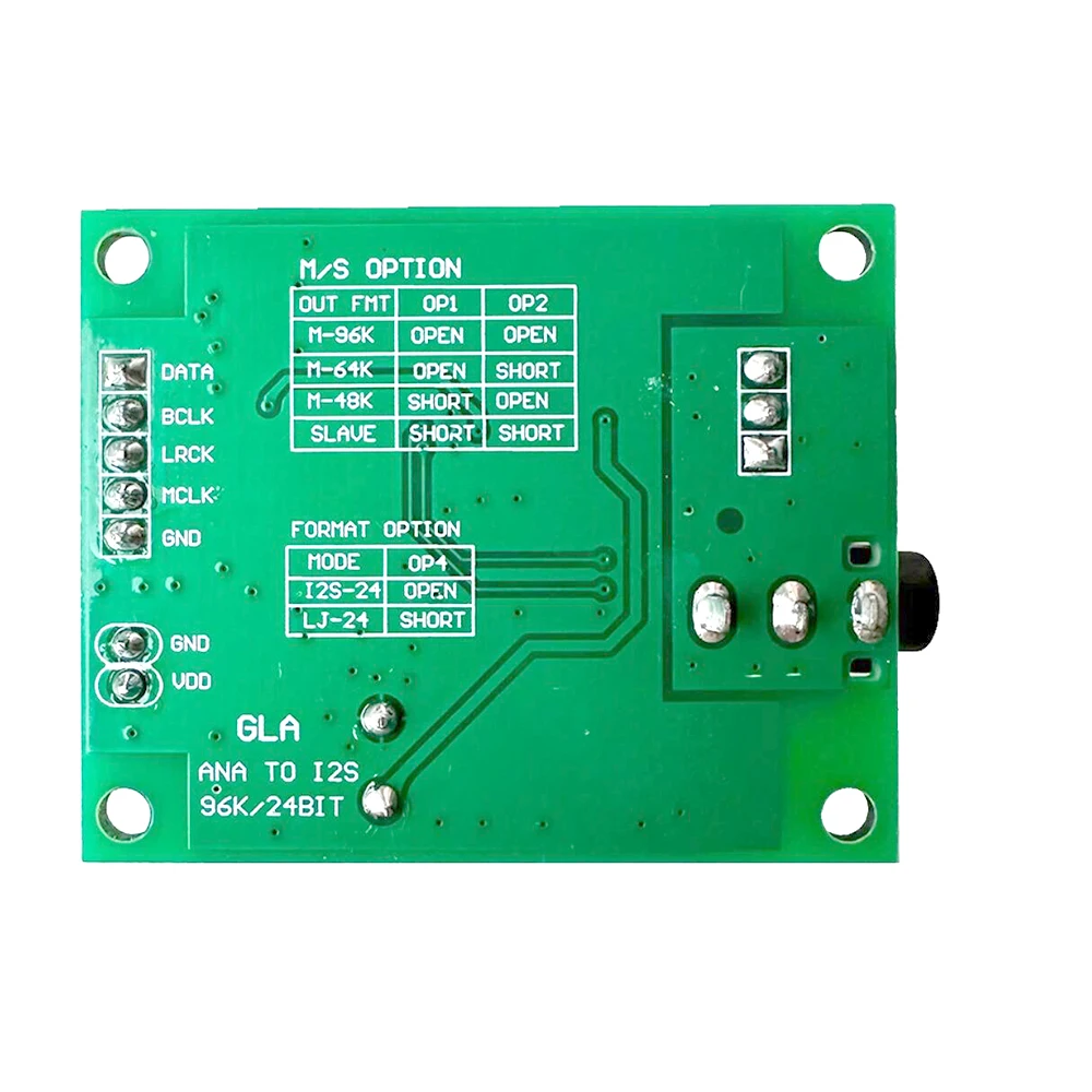 Imagem -03 - Amplificador de Sinal de Áudio Analógico Pcm1808 Adc para I2s 35 mm Suporte 48k 96k 24bit Dsp Decodificador de Gravação Amplificador dc 5v12v