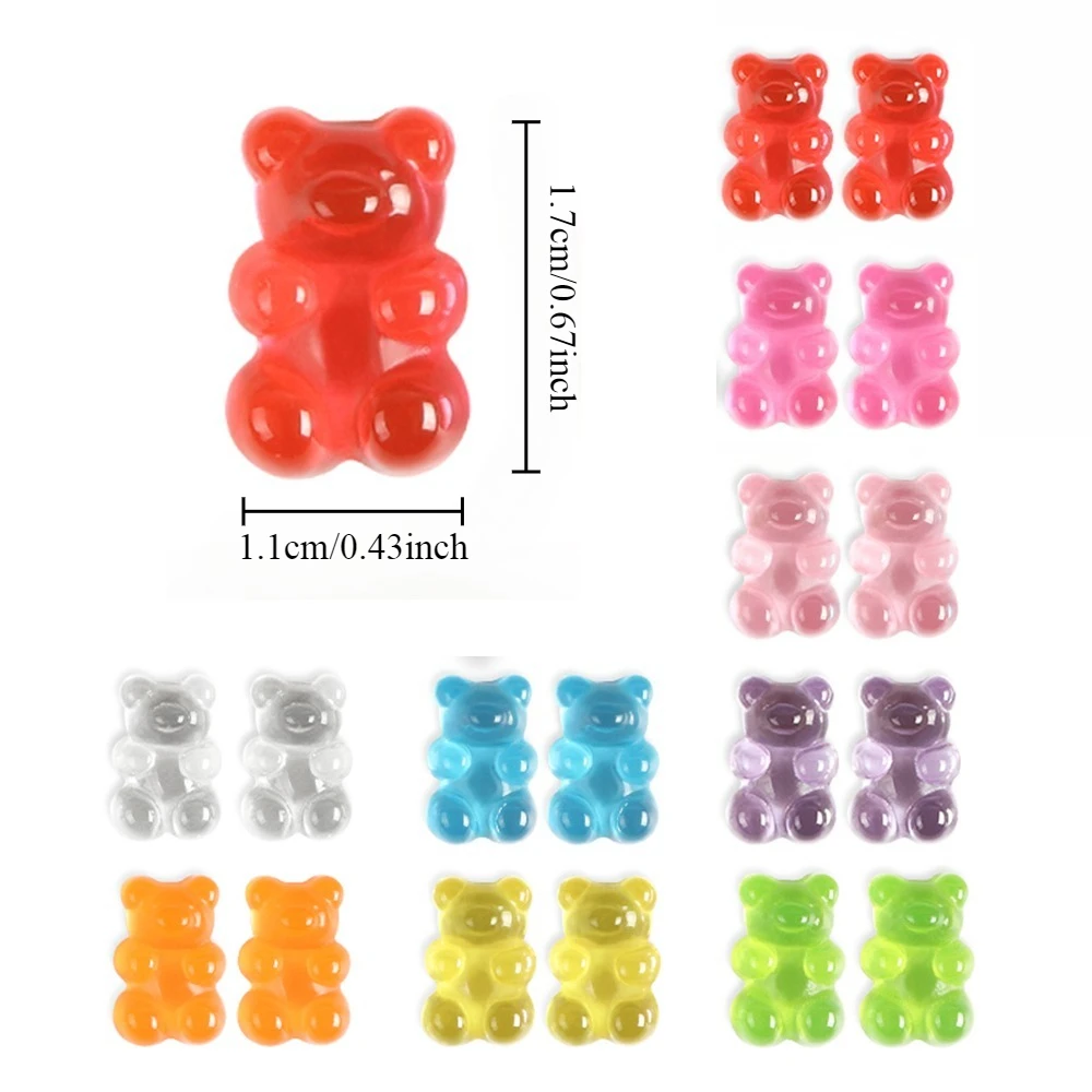 

18 шт. милых аксессуаров в виде жевательных мишек из смолы, кристальные мишки для декора чехлов для телефонов, заколок для волос, украшений и поделок своими руками