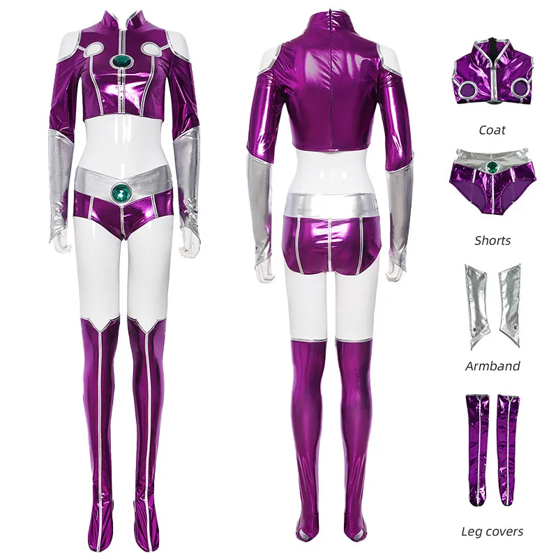 

TTeen TTitan Cosplay Costumes Starfire Sexy Spandex Role Play Halloween Carnival Dressing For Women