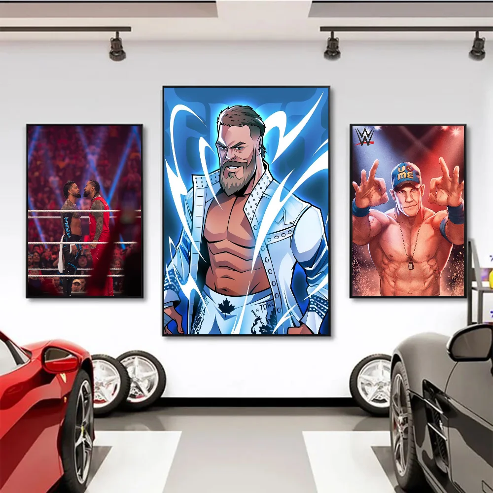 1PC World Wrestling Wwe Poster Self-adhesive Art Waterproof Paper Sticker Coffee House Bar Room Wall Decor