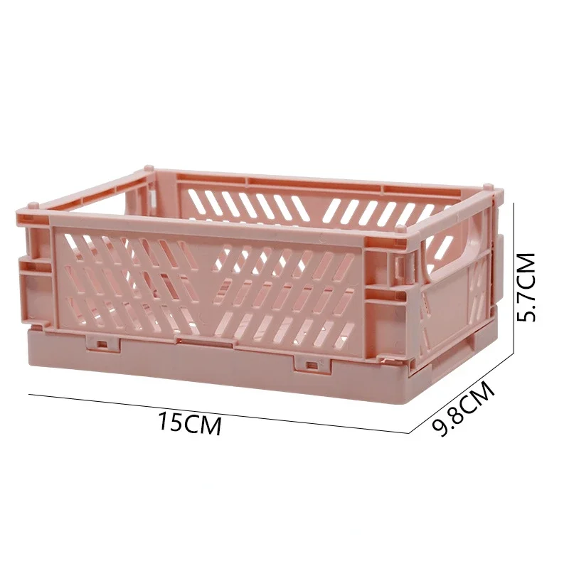 Set 5 Cagettes Plastiques Pliables - 3 Grandes + 2 Mini - Rangement Cosmétiques & Objets (Bleu, Rose, Blanc, Vert, Marron)