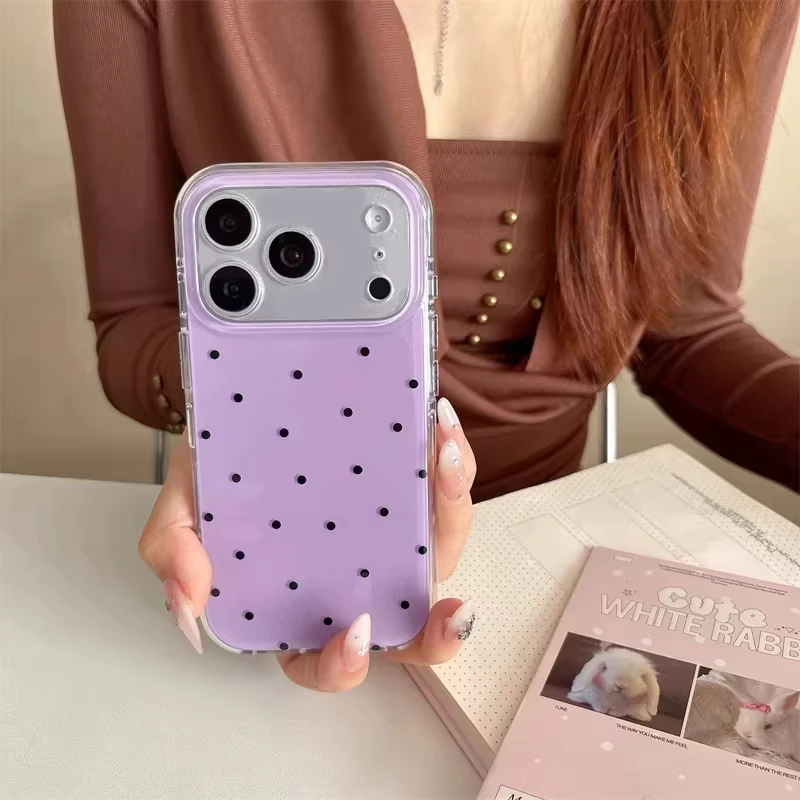 Minimalist Ins Style Purple Polka Dots Phone Case For iPhone 17 Air 16 15 14 13 12 Mini 11Pro Max Plus Shockproof Silicone Cover view 4