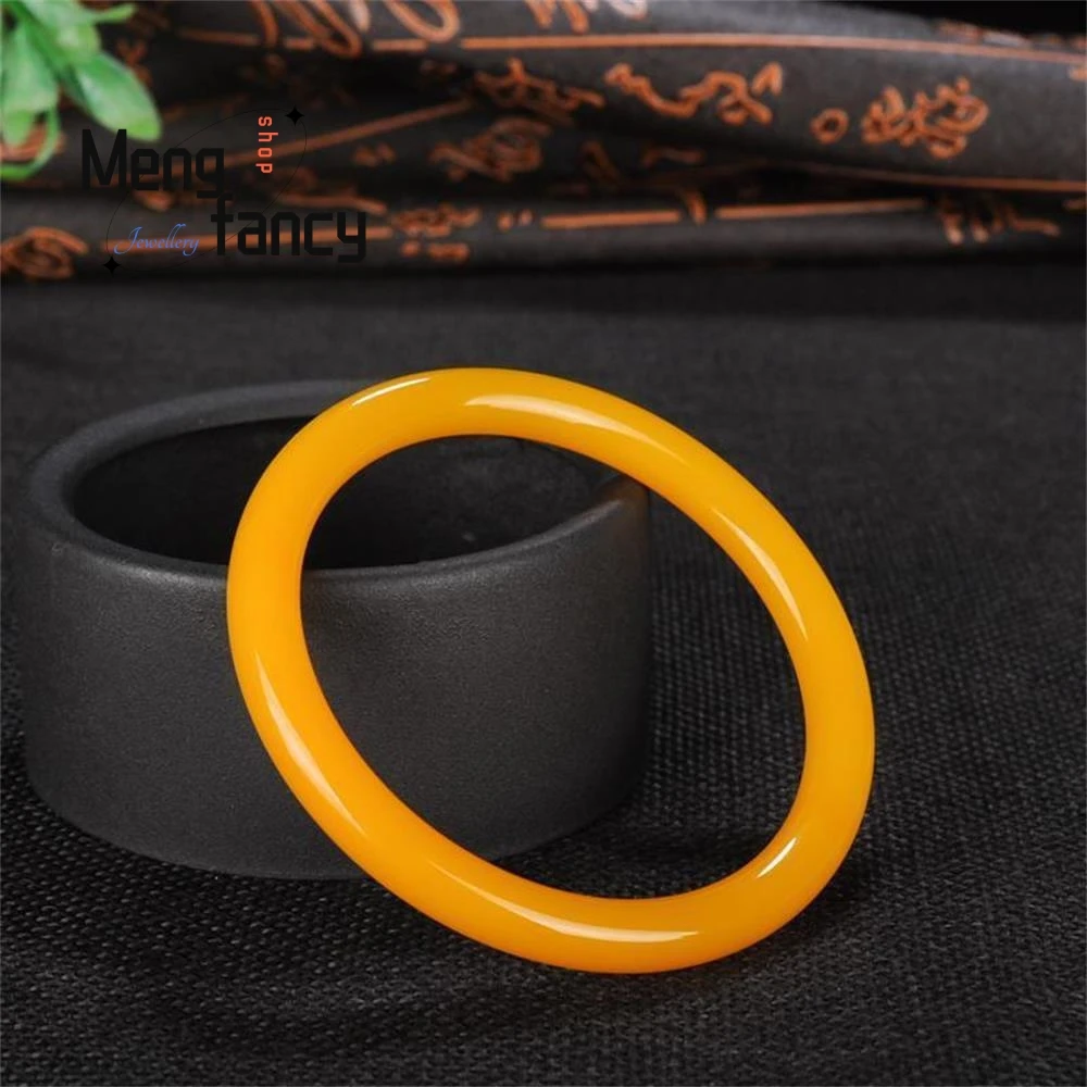 

Natural Hetian Jade Chicken Oil Yellow Bangle High-grade Women's Accessories Popular Fashion Jewelry Best Selling Holiday Gifts