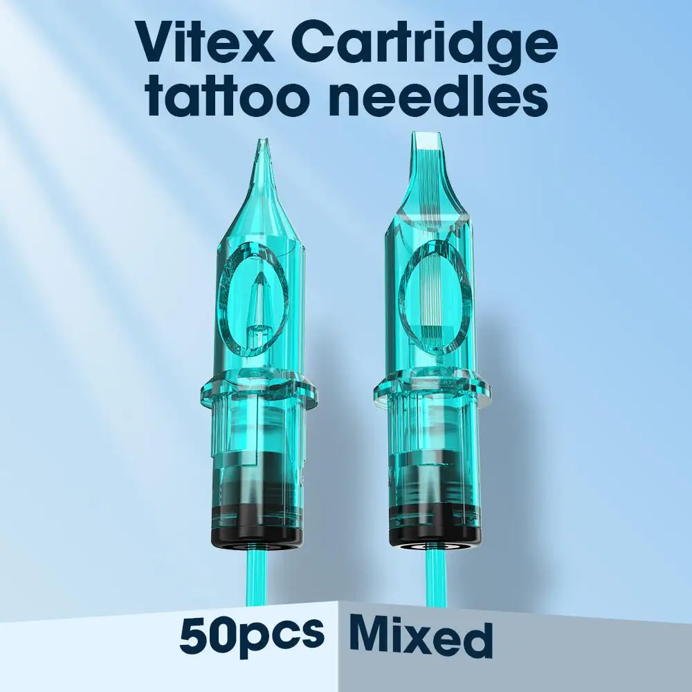 

20/50 шт. одноразовые картриджи Vitex, иглы для татуировки, стерилизованная безопасная игла RS/RL/RM/M1 с мембраной для роторной машины для татуировки