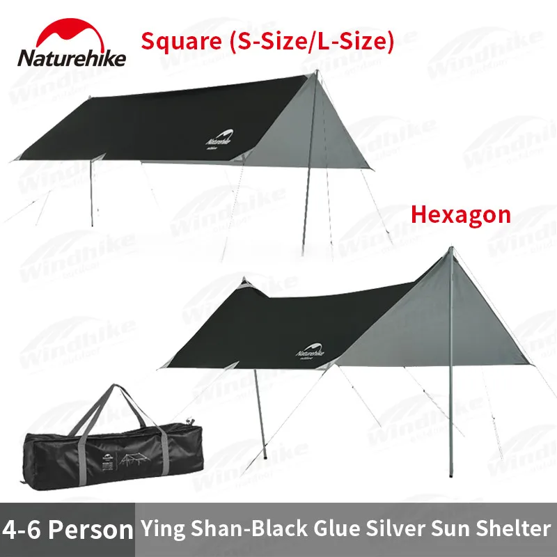 

Naturehike 10㎡ Square Sun Shelter Cotton Fabric 4-6persons Outdoor Travel Sunshade Waterproof Canopy With Tent Pole