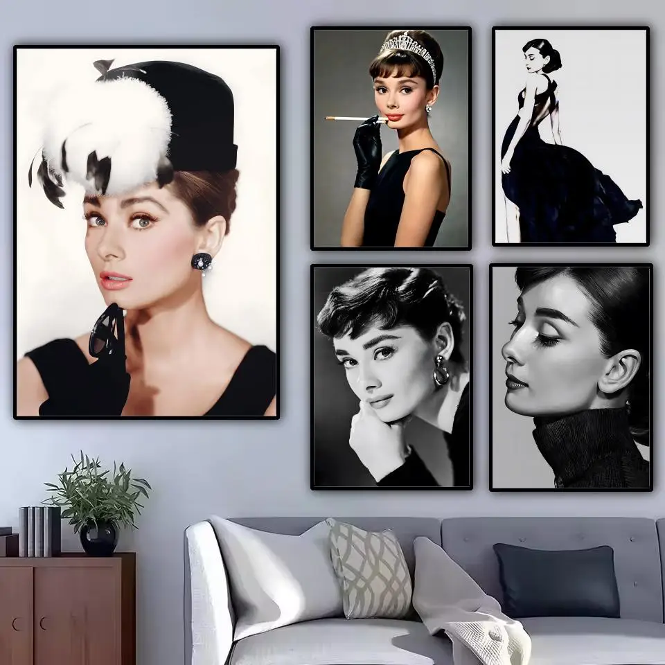 A-Audrey H-Hepburn Painting Calligraphy Canvas Poster: Crease Free Waterproof Durable All Space Wall Decor