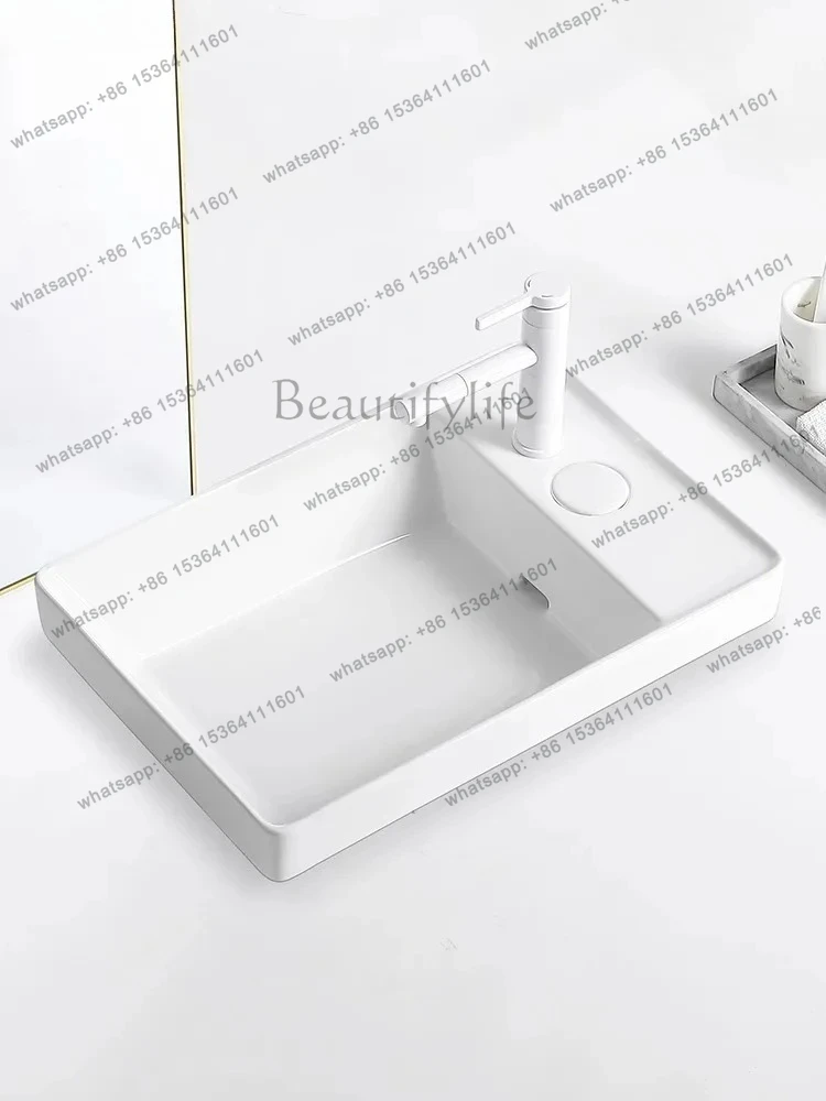Semi-Embedded Wash Basin with Concealed Side Drainage for Washing Hands