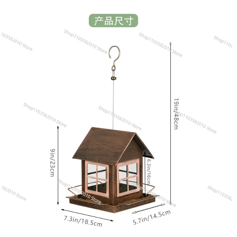 Weatherproof Large-Capacity Metal Bird Feeder, Hanging Outdoor Bird Feeding Station for Garden