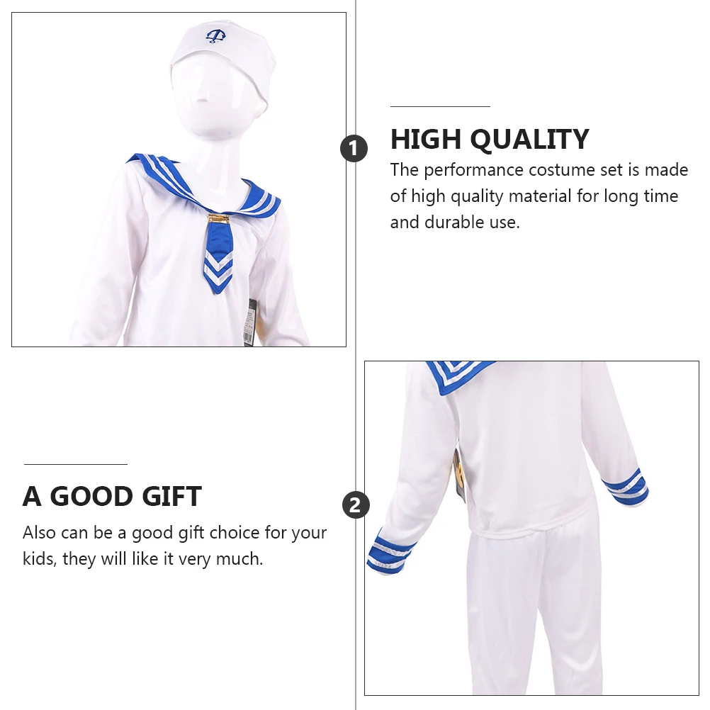 

Kids Sailor Suit Costume Polyester Uniform Stage Show Party Apparel Cosplay Clothes Set Long Lasting Durable