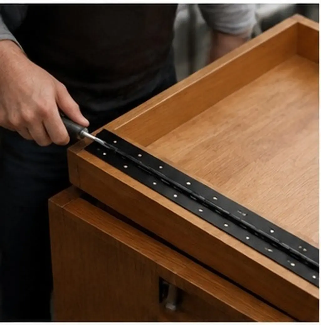 1Set Black Stainless Steel Heavy Duty Piano Hinge 12 Continuous Hinge for Wooden Box Cabinet Door Furniture Door Hinges