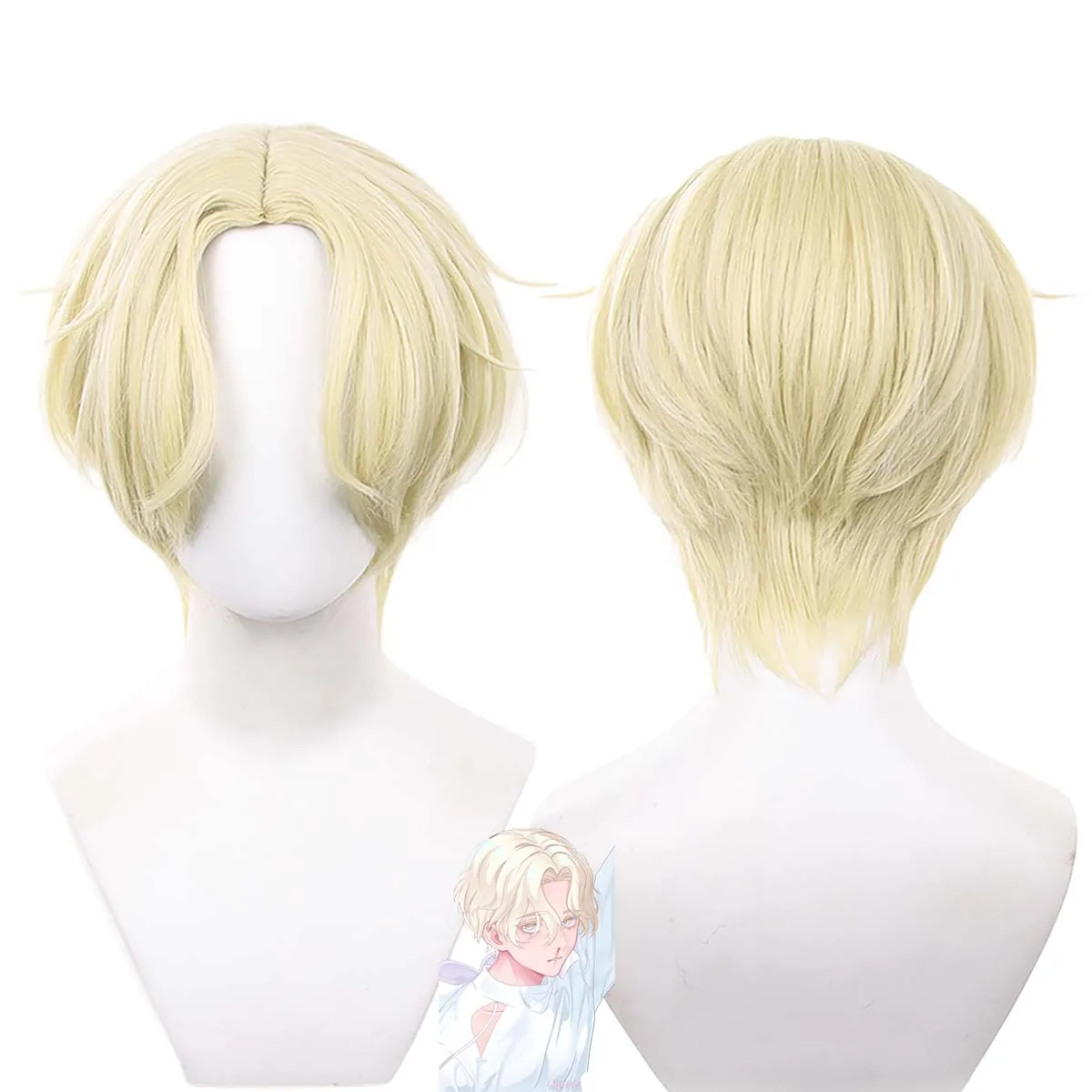 Men Game Alien Stage Cosplay Luka Short Gold Heat Resistant Synthetic Hair Wigs