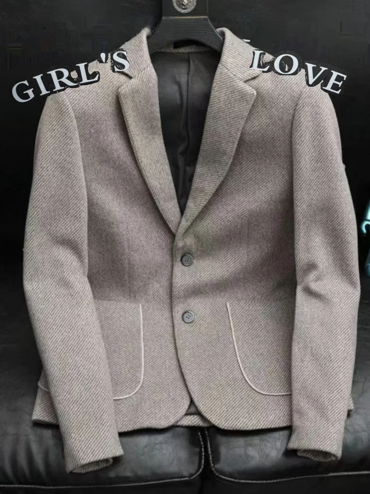 

Men's Woolen Suit Jaet Autumn Winter Faion Casual Slim Fit Versatile Classic Sli Retro Trendy Two Button Notch Lapel