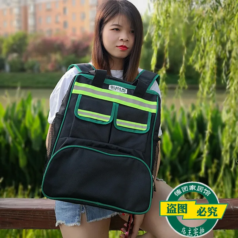 Double Shoulder Tool Backpack Thickened Canvas Communication Appliance Multifunctional Repair Bag
