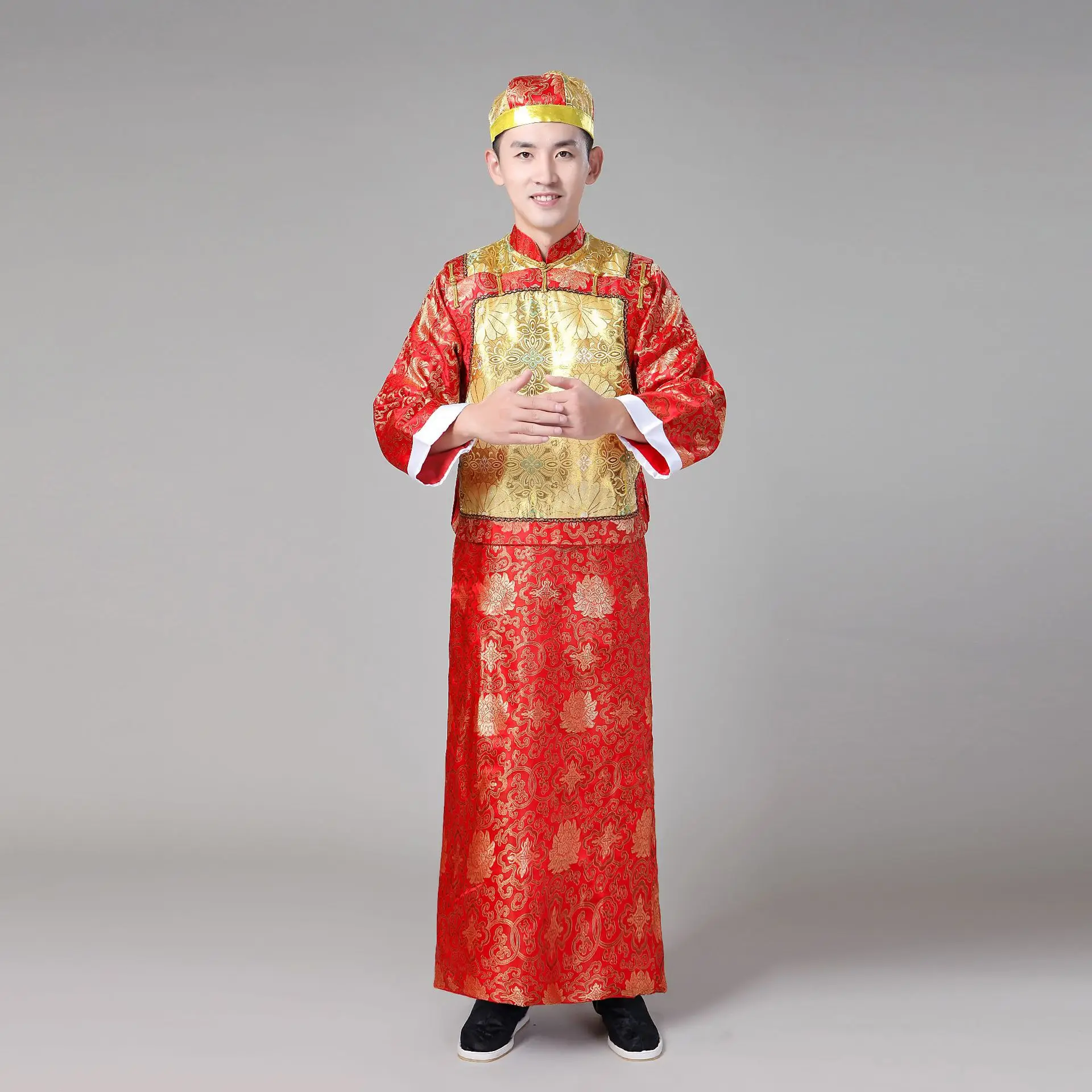 

Long Sleeve Embroidery Men Sets Qing Dynasty Manchu Chinese Costume Clothing Ancient Costume Cos Clothing Stage Costume