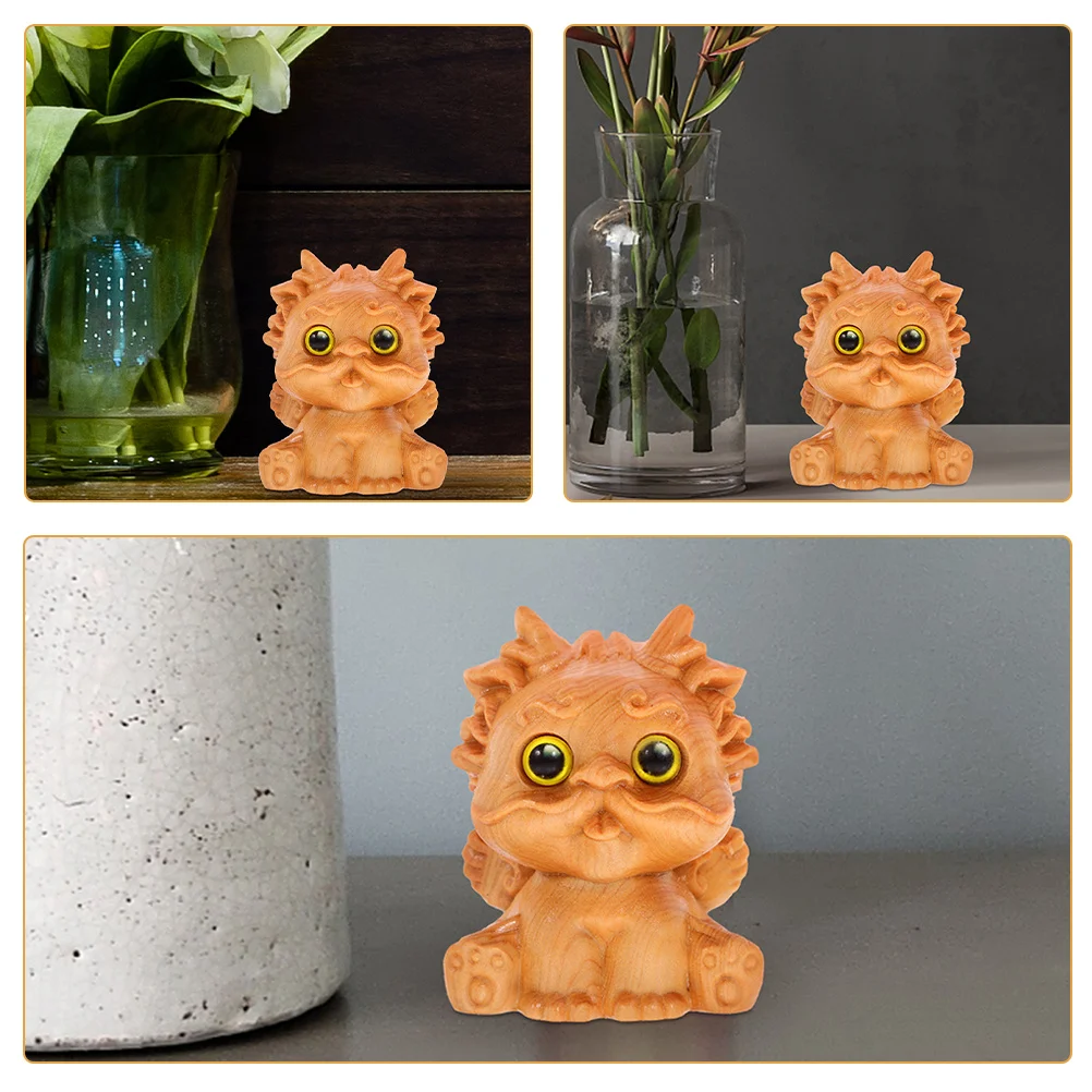 

2pcs Wooden Carving Figure Animal Ornament For Home Desk Decor Wood Animal Statue Tabletop Craft Household Decoration