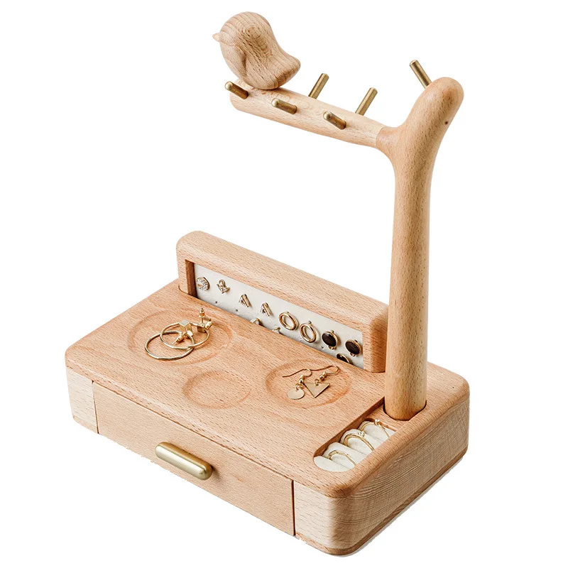 

New Wooden Jewelry Hanger Entry Entrance Key Small Object Shelf Necklace Earrings Jewelry Storage Display Stand
