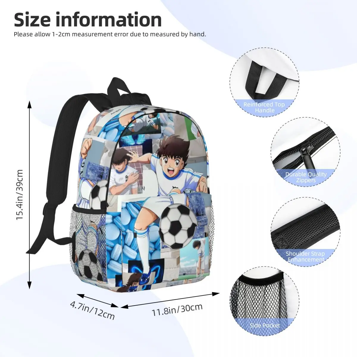 Ozora Oliver Atom Capitan Tsubasa Backpack Daypack Large Capacity Boys Girls BookBag Shoulder Bags for Men Women School Bag
