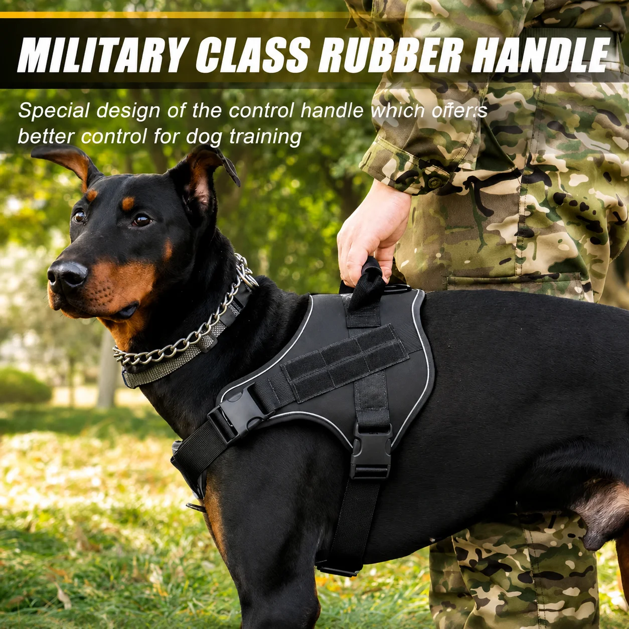 Verstellbares taktisches Hundegeschirr für Dobermann-Pinscher, Trainingsweste, kein Ziehen, reflektierend, langlebiger Griff für kleine und große Hunde.