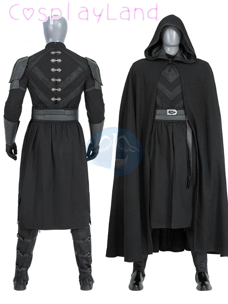 

Adult Men Carnival Halloween Costume Baylan Skoll Cosplay Complete Outfit With Black Suit Cape Hood Comic Con Roleplay Outfit