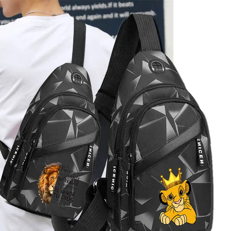 Disney Lion King Men's New Casual Chest Bags Light Outdoor Sports and Leisure Backpack Travel Shoulder Bag Male Messenger Bag