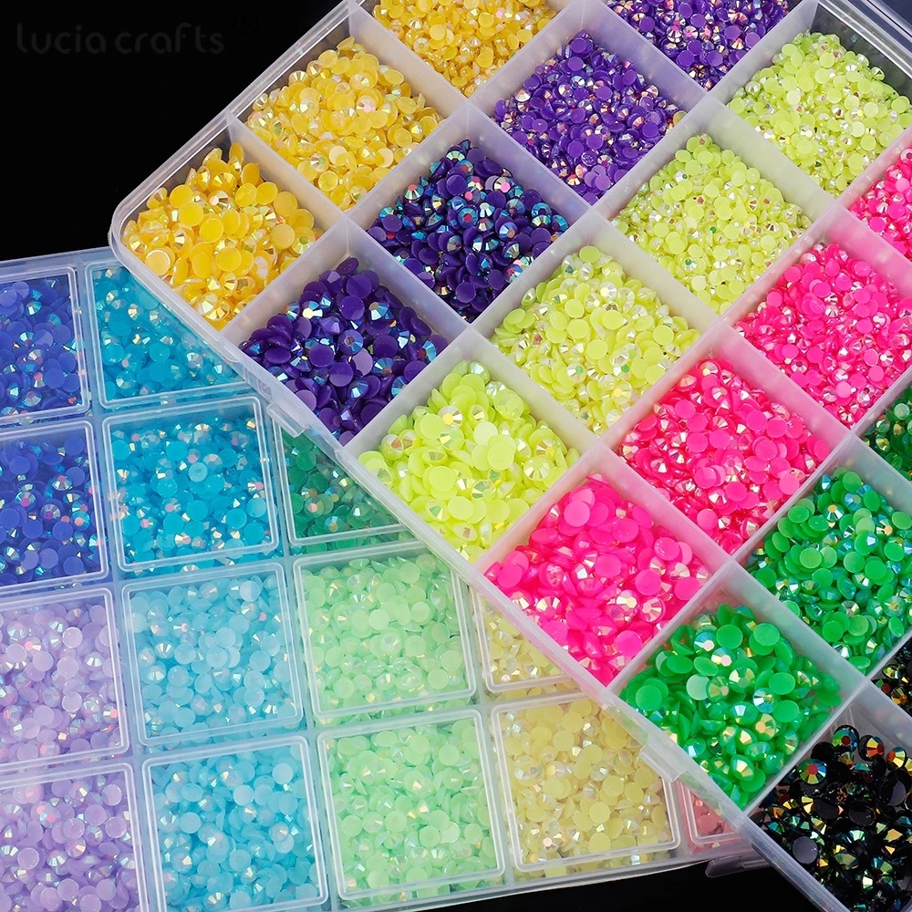 2-6mm Crystal AB Resin Rhinestone Glitter Strass Nail Gems Glue On Diamond Stone Flatback Rhinestones Decorations B0127