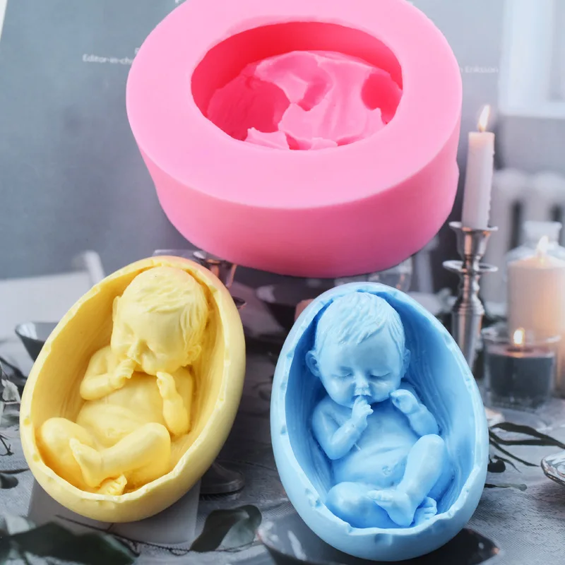 Eggshell Sleep Baby Silicone Candle Mold DIY Creativity Scented Candle Soap Molds Plaster Resin Casting Mould Home Crafts Decor